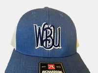 Denim Blue on White Mesh