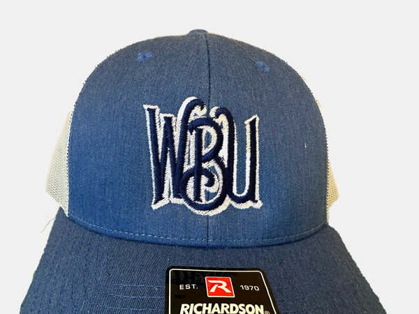 Denim Blue on White Mesh