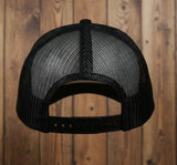 Black Trucker Hat with Gold Embroidery